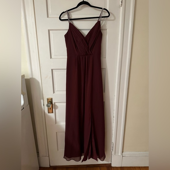 David's Bridal Dresses & Skirts - Wine Bridesmaid Dress with Embellished Straps